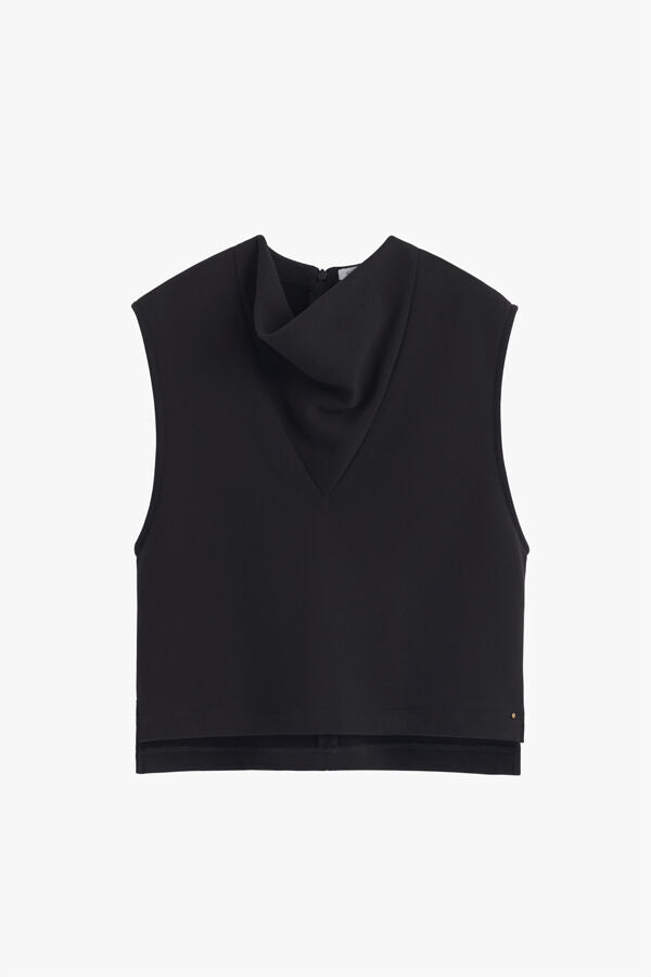 Terry Gusset Neckline Top Black / Large