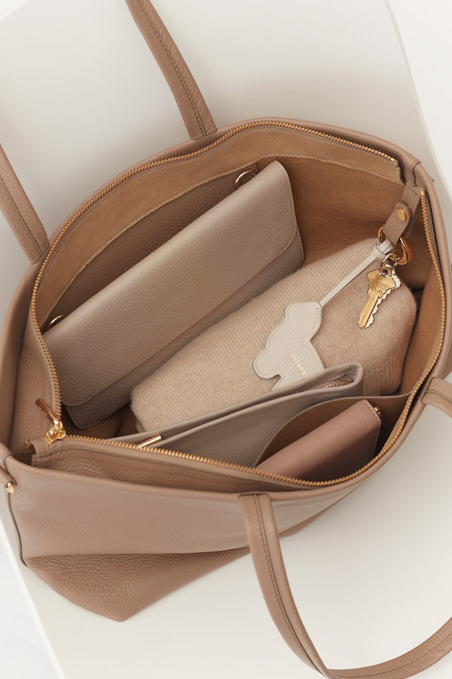 Small Easy Zipper Tote Cappuccino / One Size