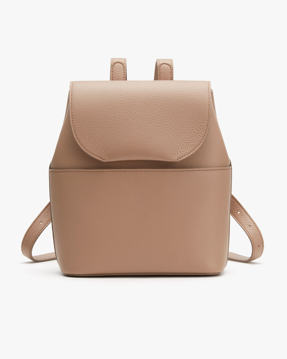 A simple backpack with a flap closure and adjustable straps.