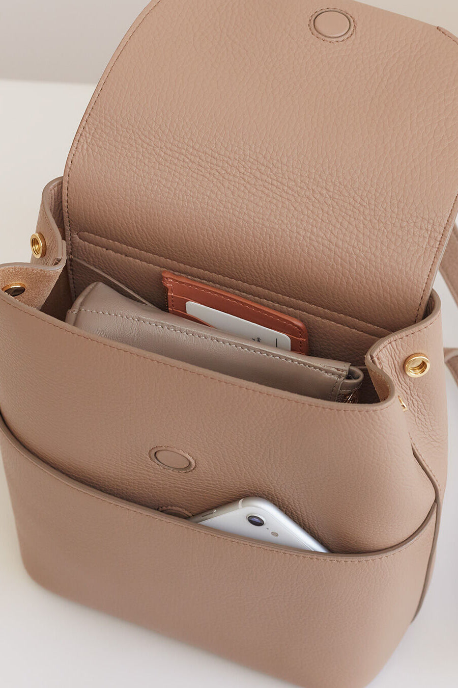 Mini Leather Backpack Stone / One Size