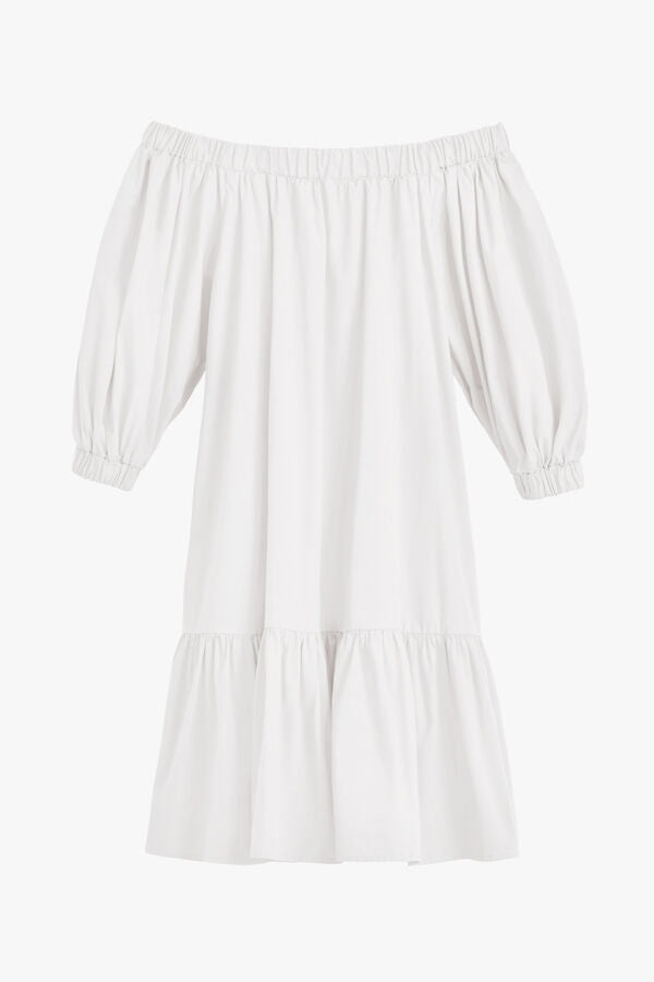Poplin Off The Shoulder Dress White / Large