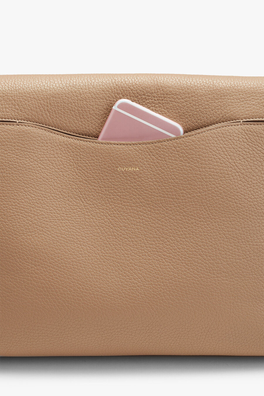 Messenger Bag 13-inch Smartphone peeking out from a bag's pocket.