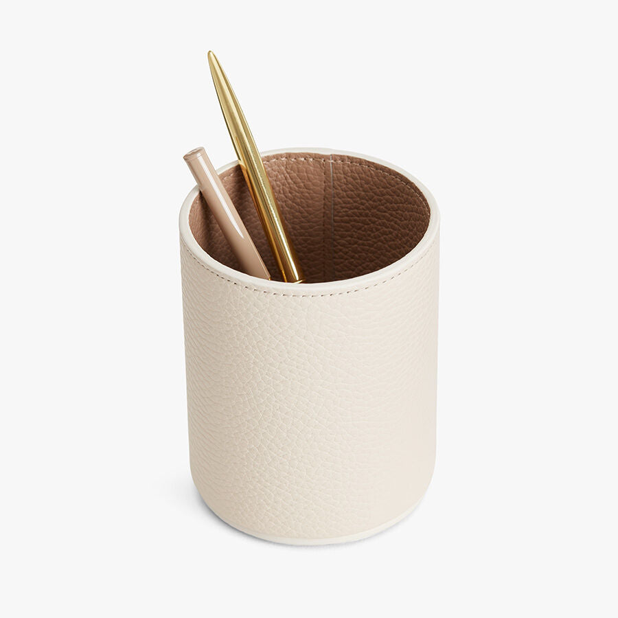 Leather Organizer Cup Pen holder with two pens inside