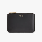 Small zippered pouch with initials ABC on the front