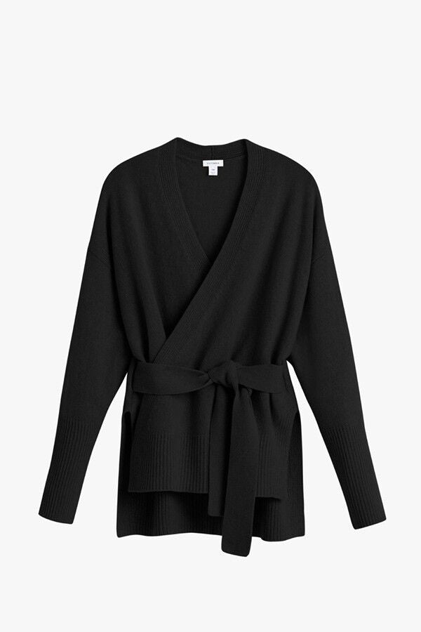 Recycled Cashmere Soft Wrap Sweater Black / Extra Small