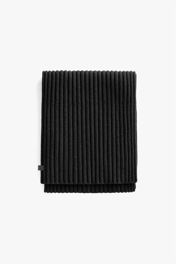 Mens Wool Cashmere Ribbed Scarf Black / One Size