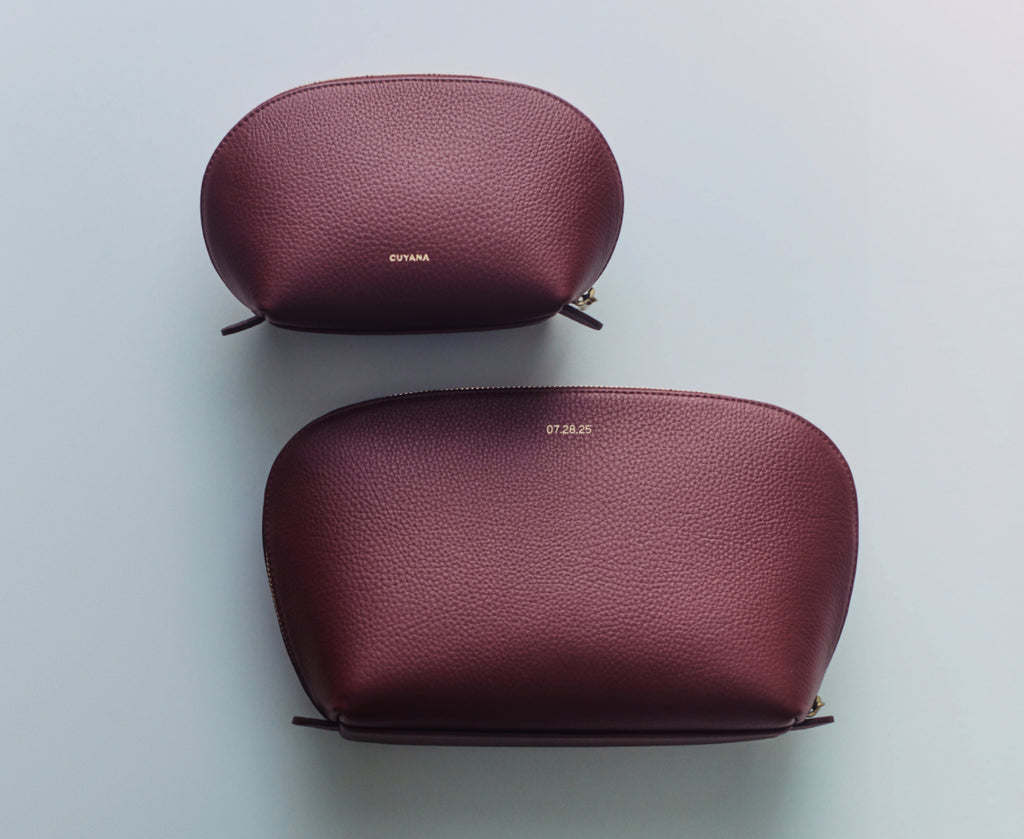 Two zippered pouches of different sizes on display.