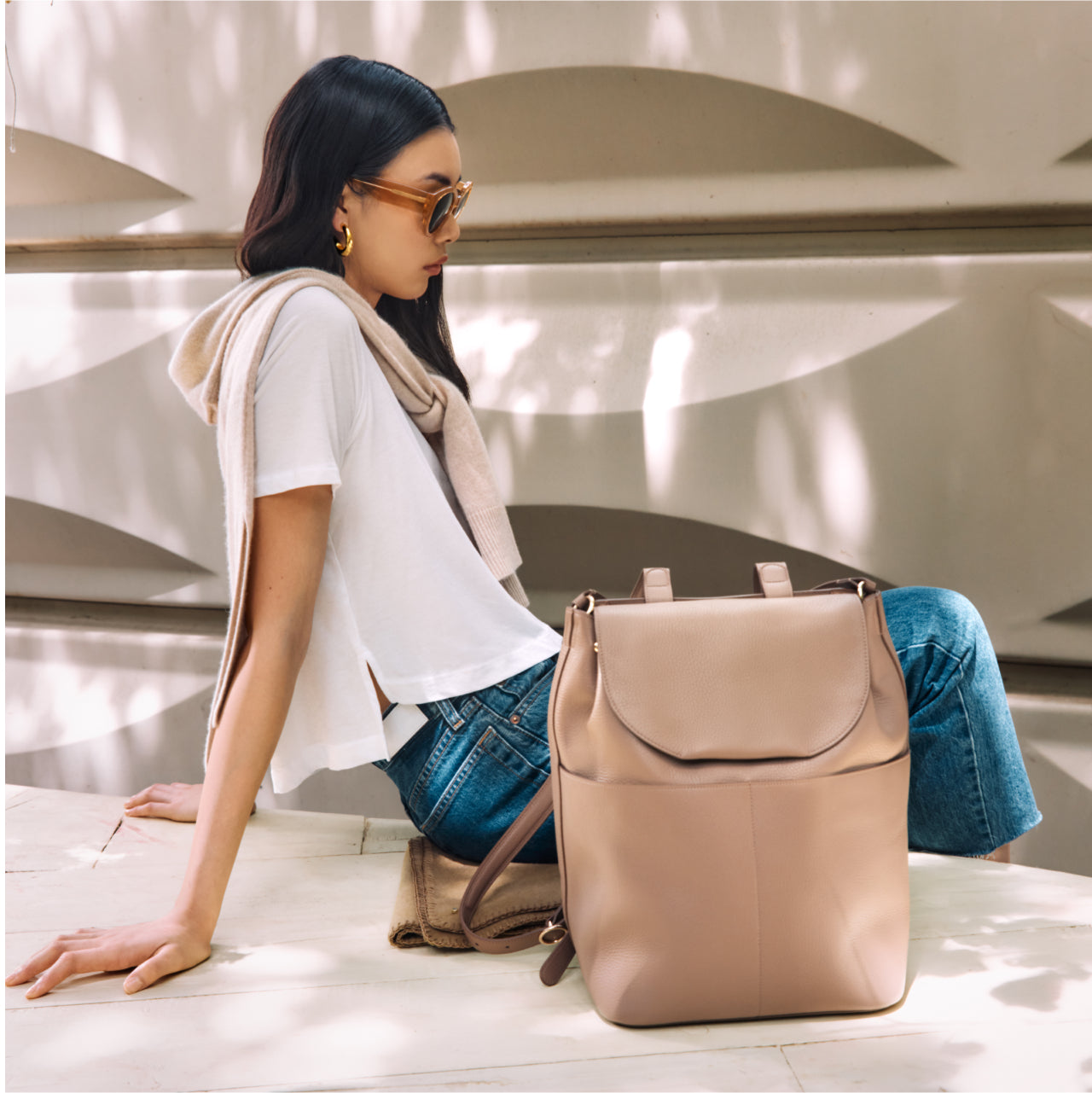 Cuyana large sales leather backpack