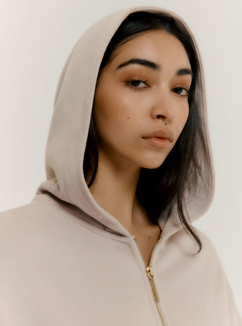 Fleece Cropped Zip Hoodie – Cuyana Fleece Cropped Zip Hoodie – Cuyana