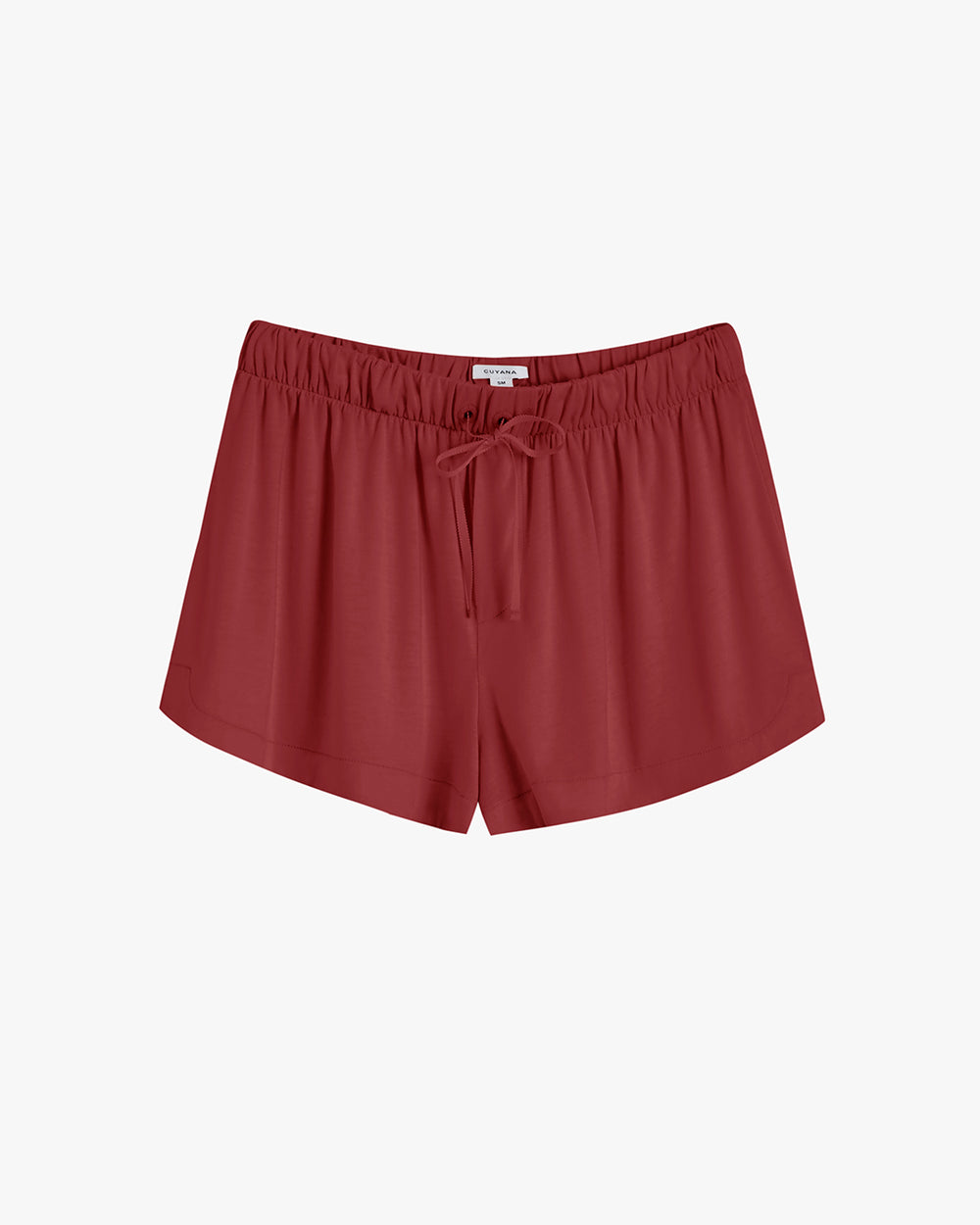 Elastic waist shorts with a front tie.