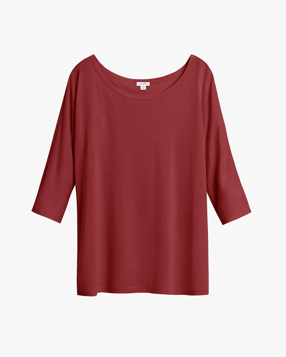 Three-quarter sleeve top on white background