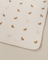 Mat with various animal shapes and text at the bottom.