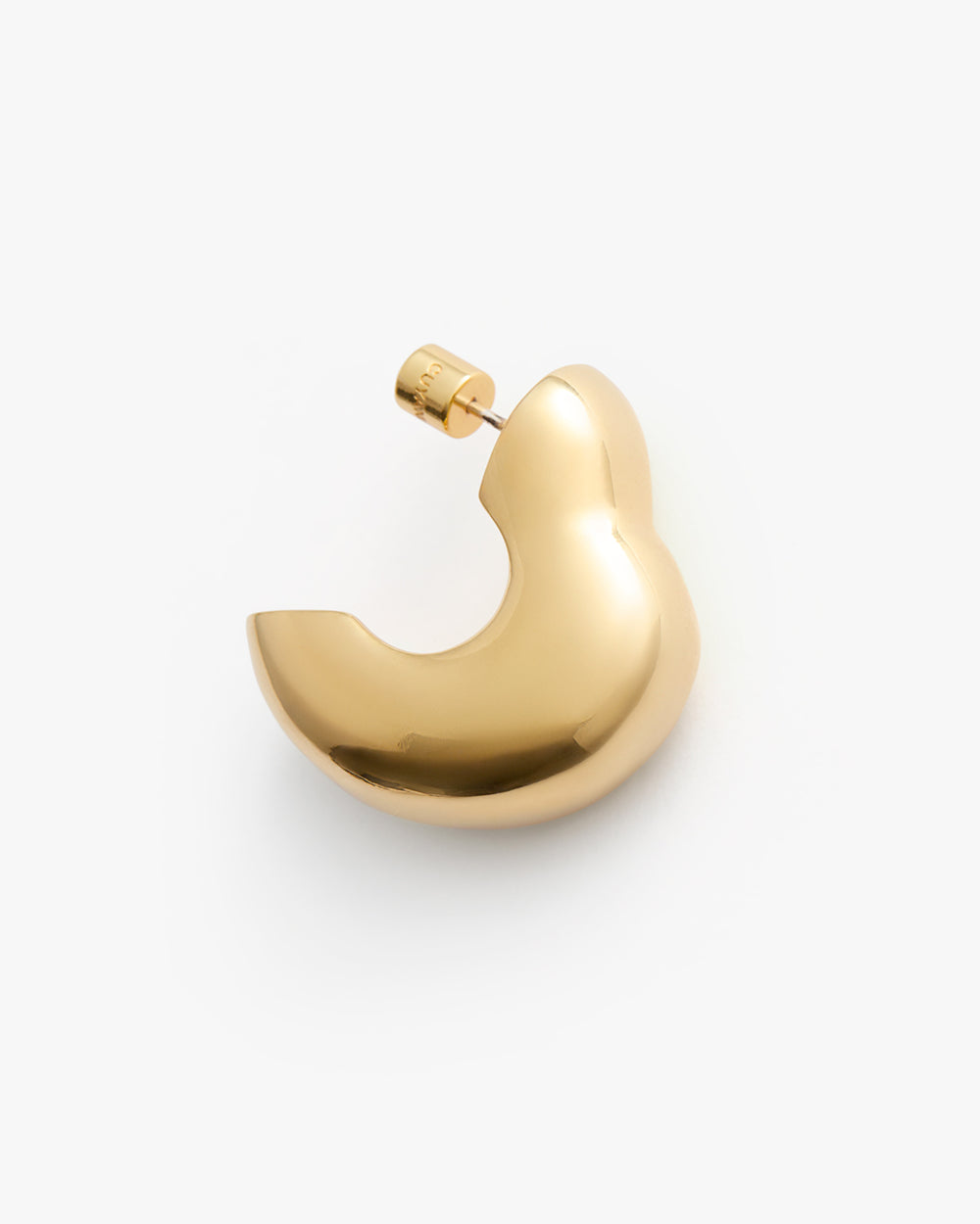 Curved, crescent-shaped earring with a smooth surface.