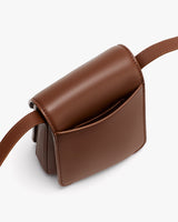 Small belt bag with a front pocket and flap closure