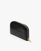 Small purse with croc-embossed leather and a zipper closure