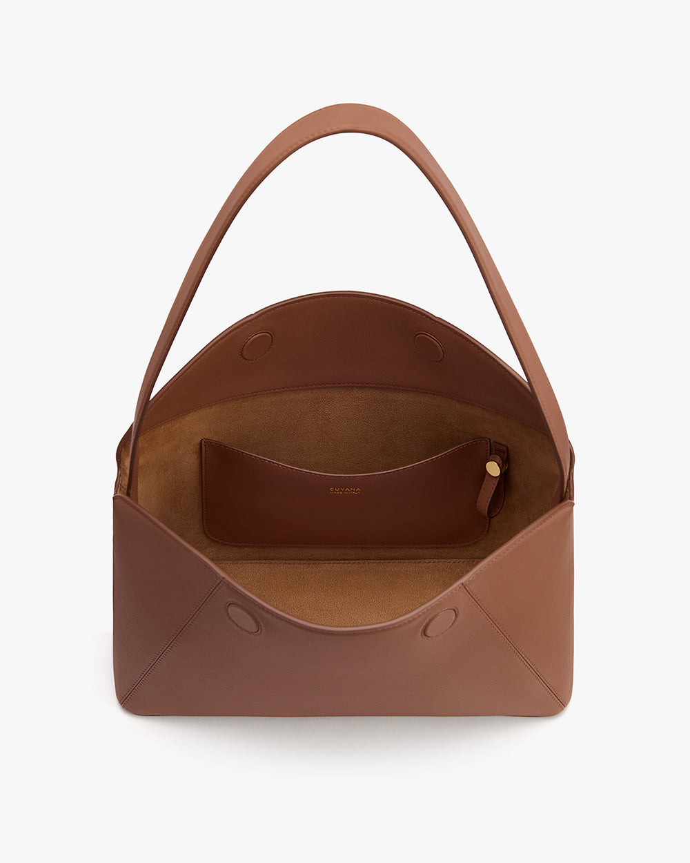 Open tote bag with an interior pocket and one strap