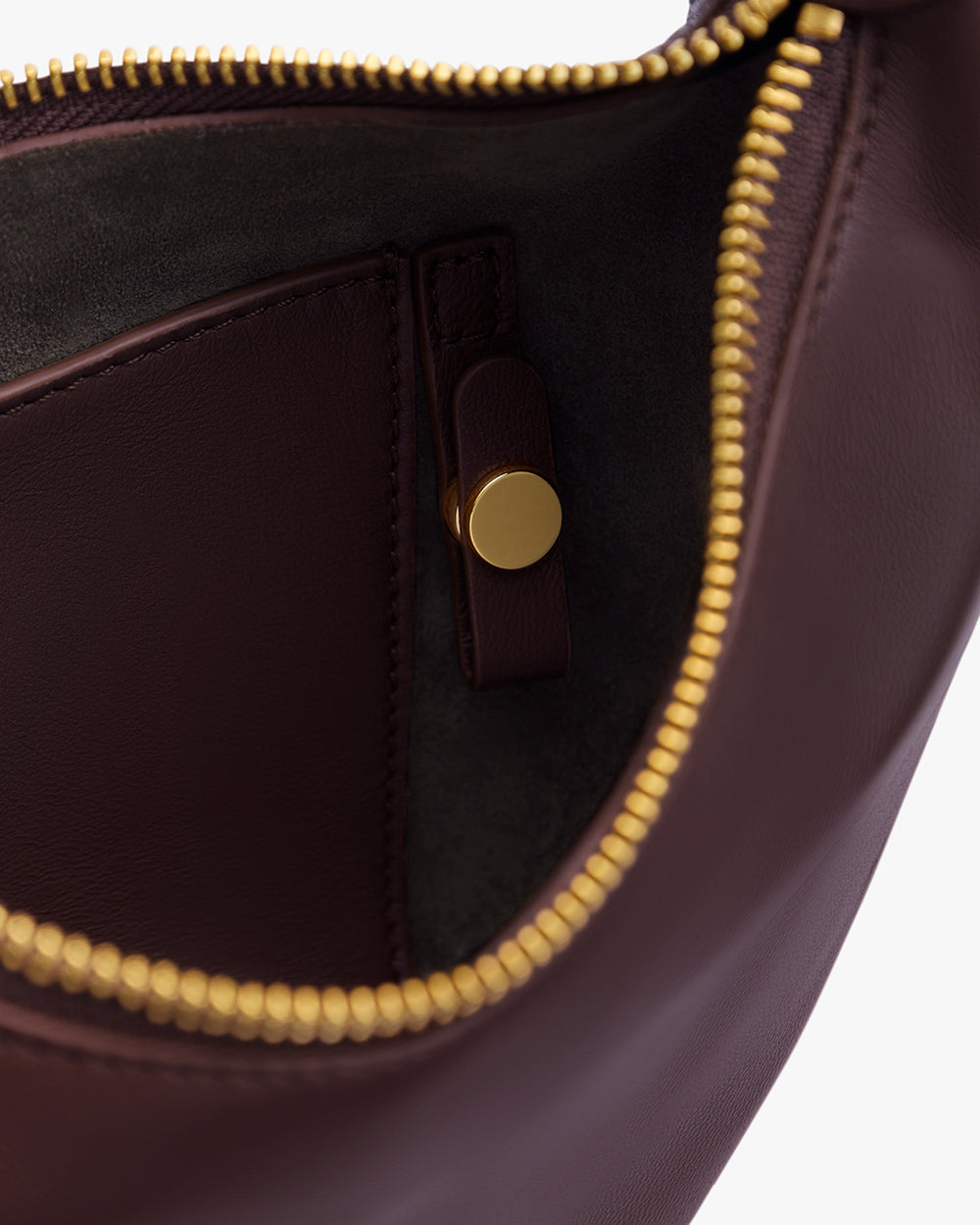 Open bag showing interior pocket and zipper detail