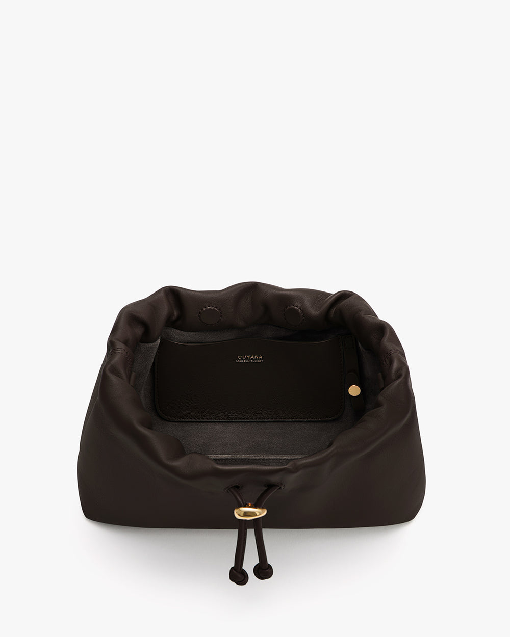 Open bag displaying inner compartment and pocket.