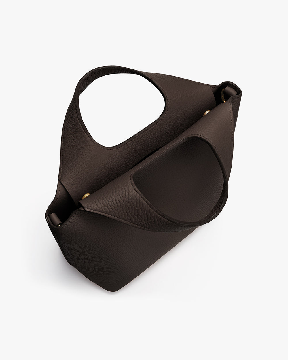 Handbag with curved handle and detachable strap