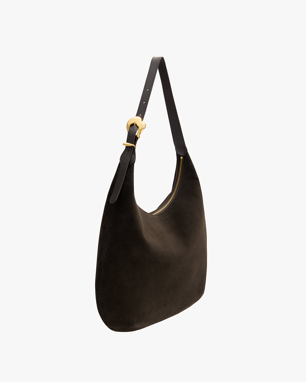 Shoulder bag with a curved shape and adjustable strap