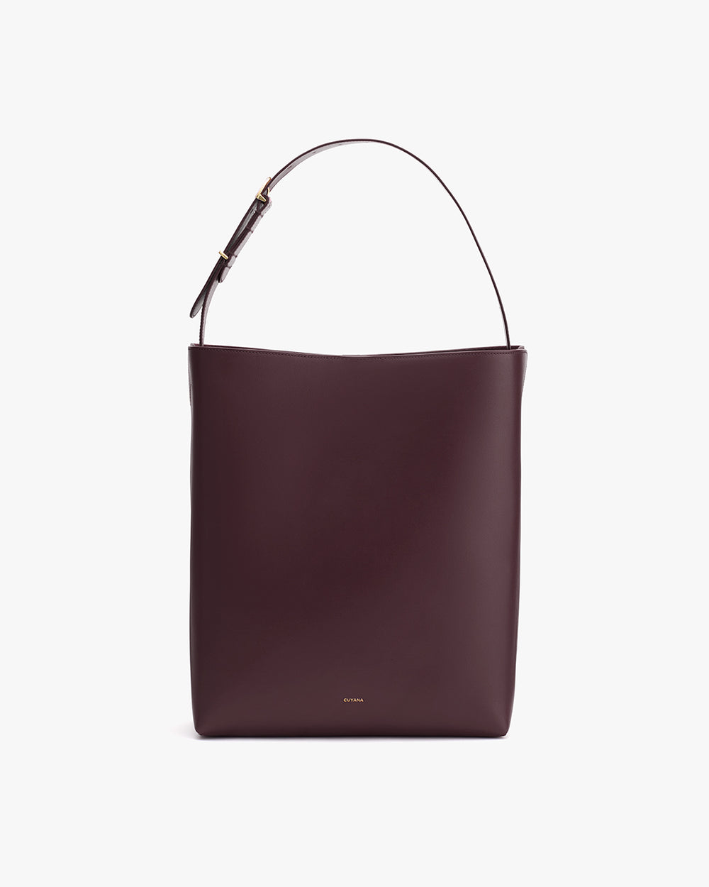 Leather shoulder bag with a simple design and a single strap.