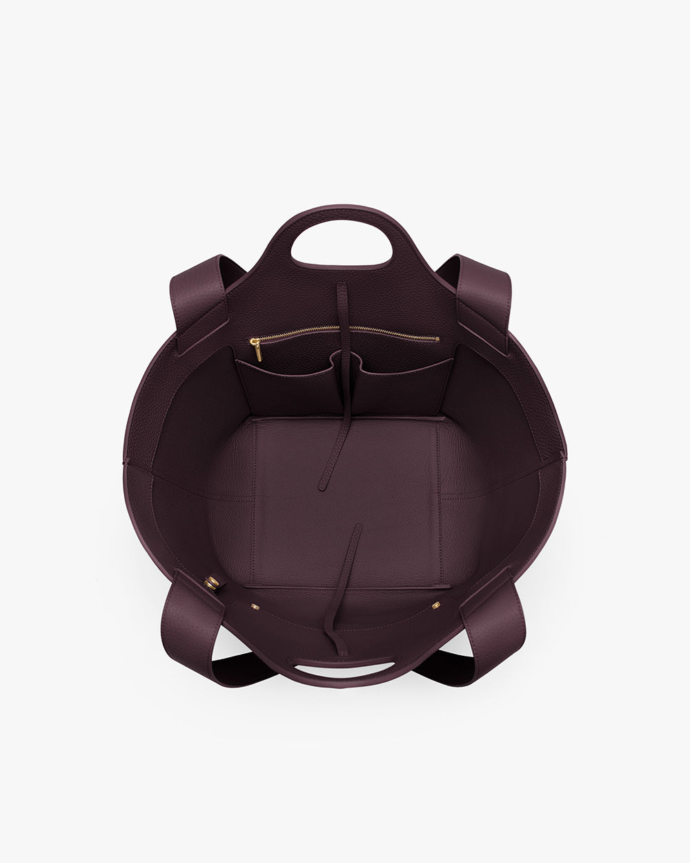 Open tote bag with pockets and shoulder straps.