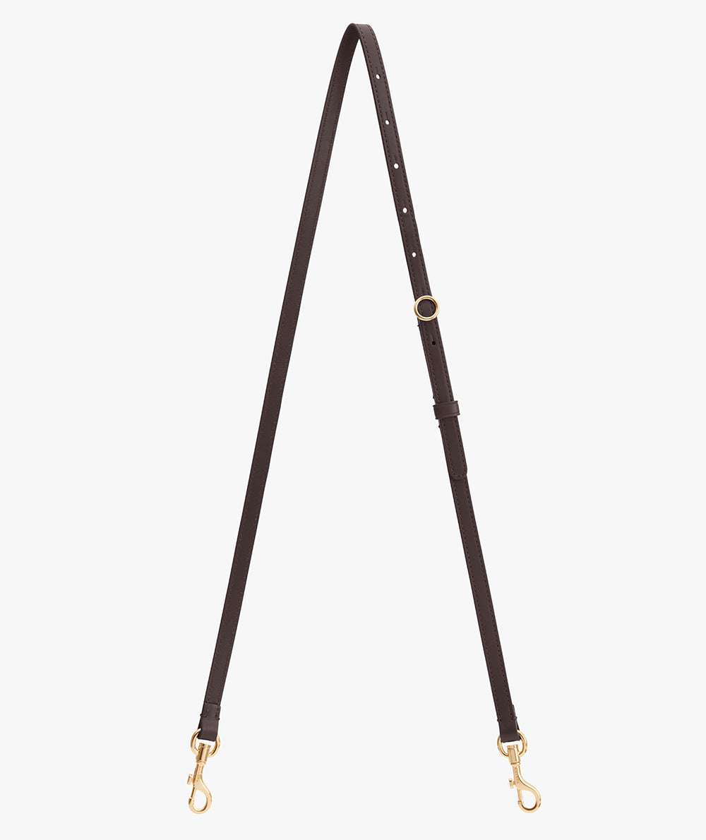 Adjustable strap with two metal clips at each end.