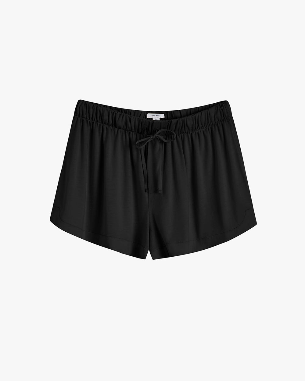 Shorts with an elastic waistband and drawstring tie.