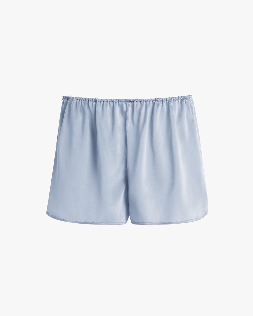 Shorts with an elastic waistband on a plain background.