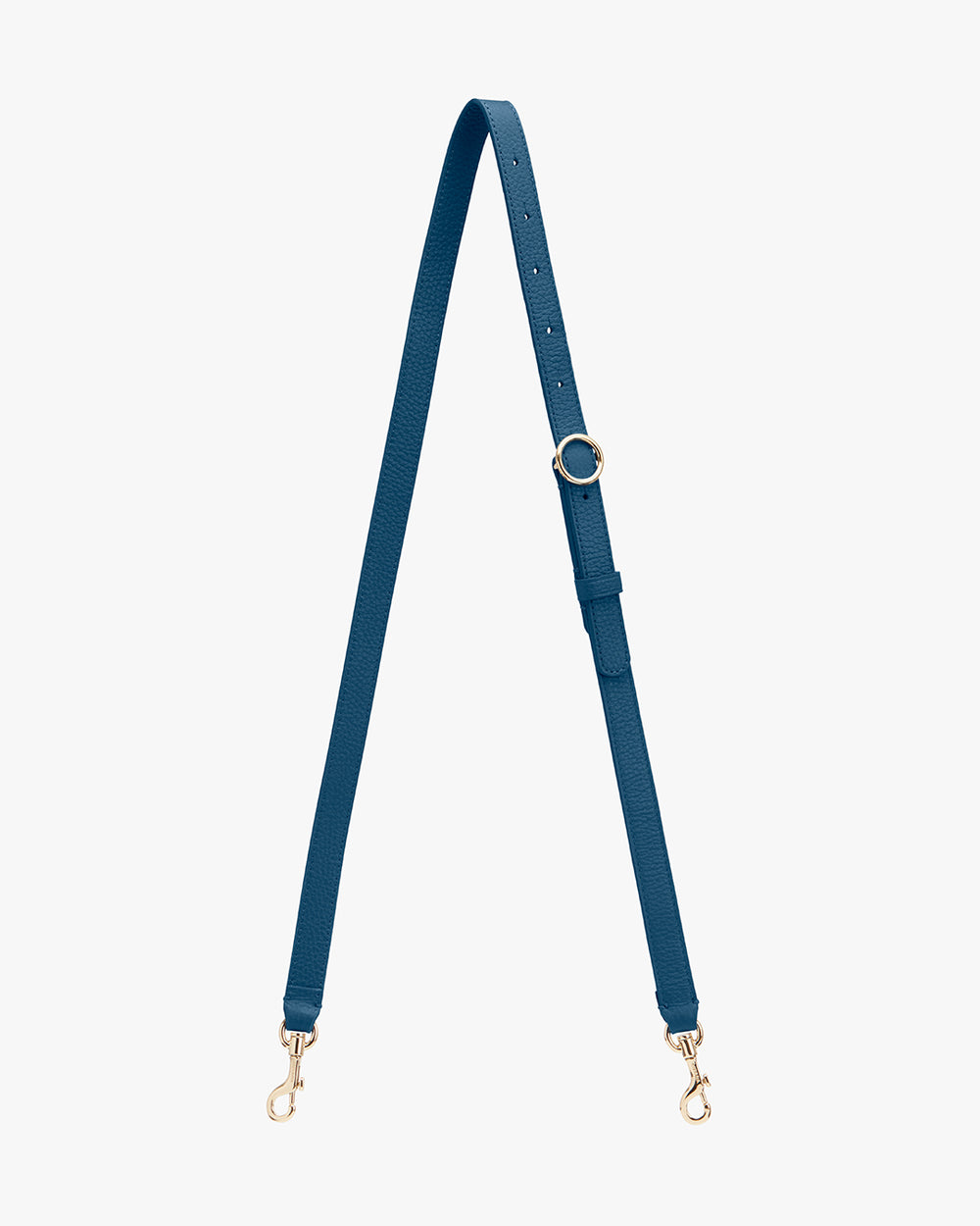 Adjustable shoulder strap with metal clips.