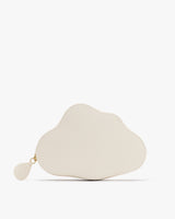 Cloud-shaped pouch with zipper closure.