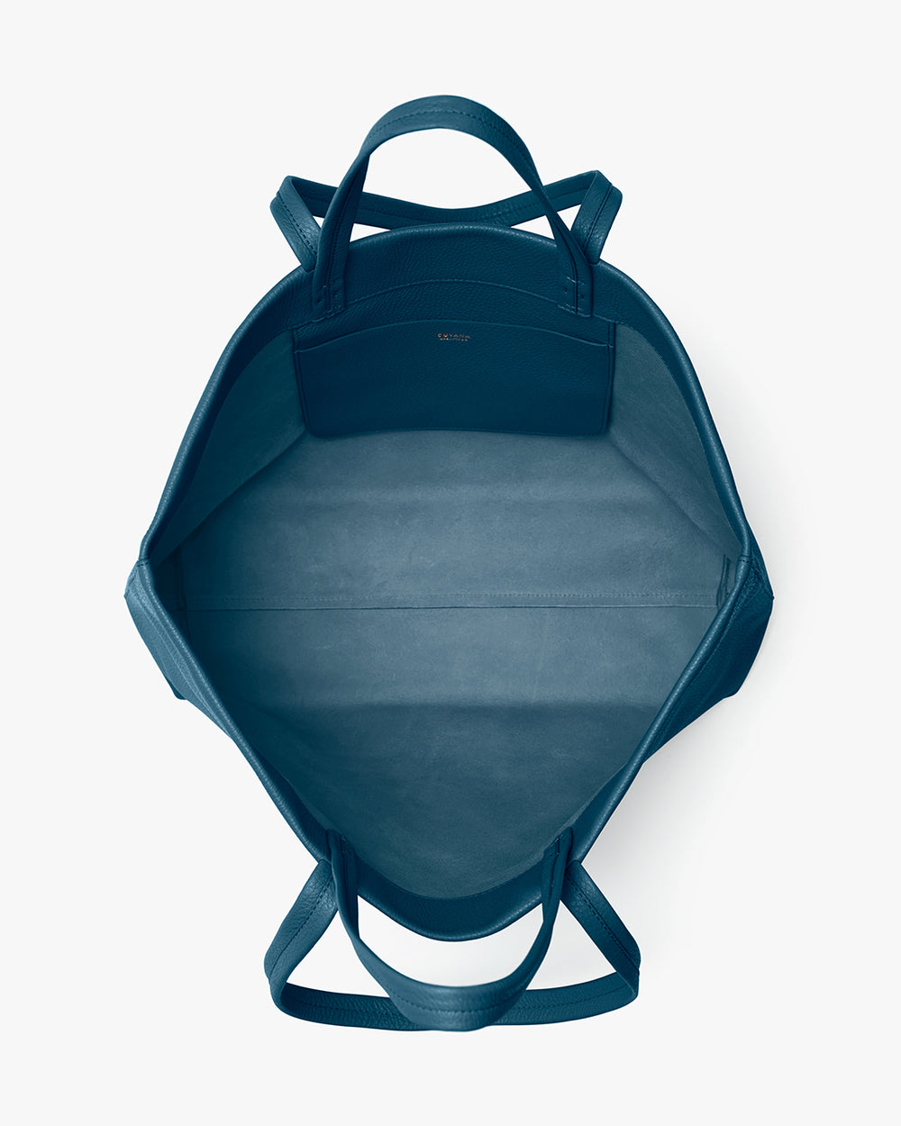 Open tote bag viewed from above with handles visible.