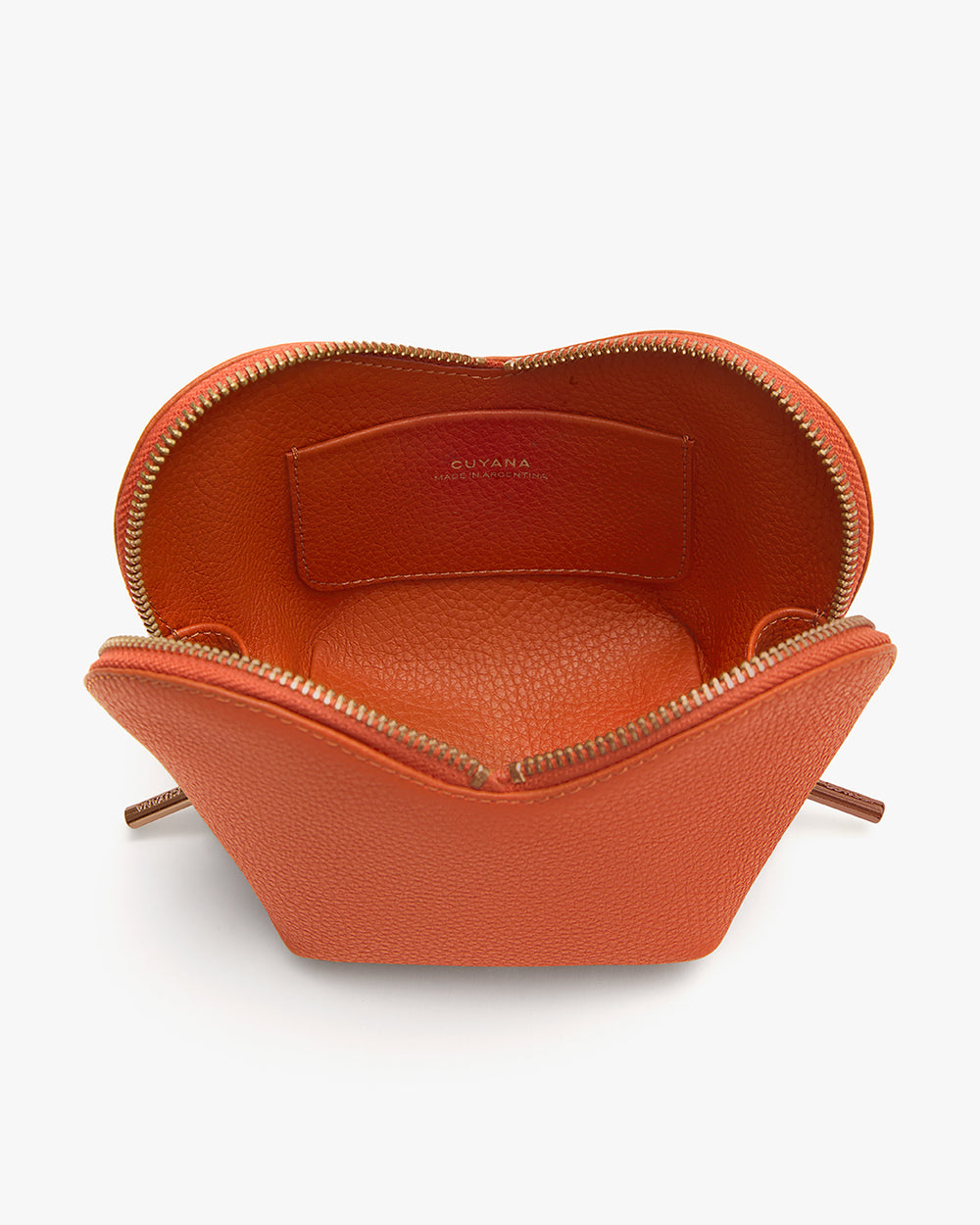 Open handbag with visible interior pocket and zipper closure.