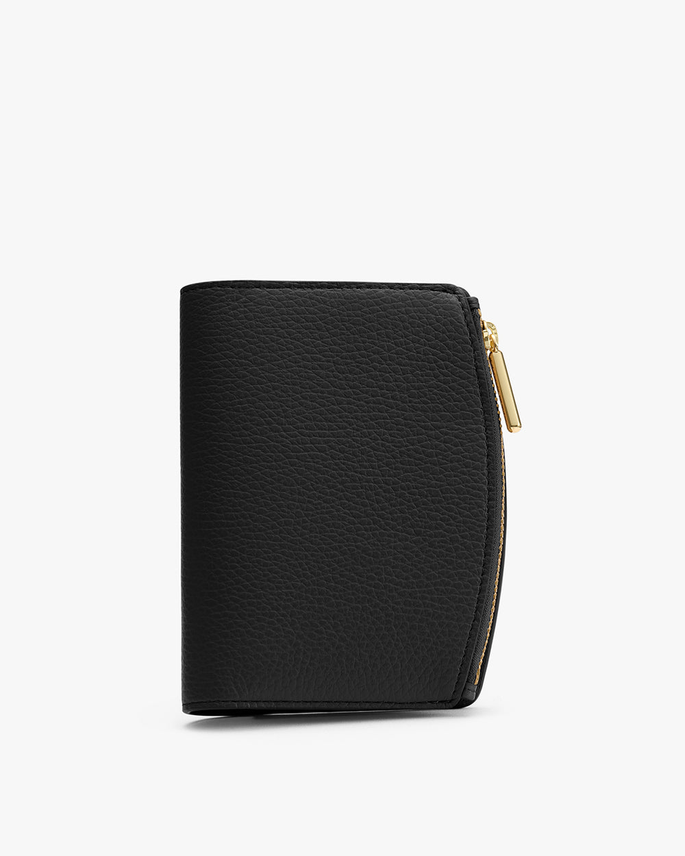 Small zip-around wallet on white background.