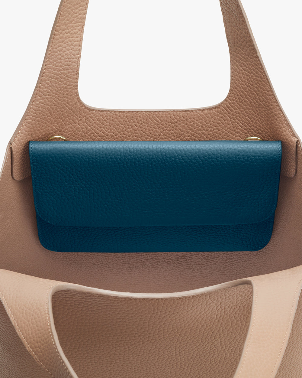 Open tote bag with a small pouch inside