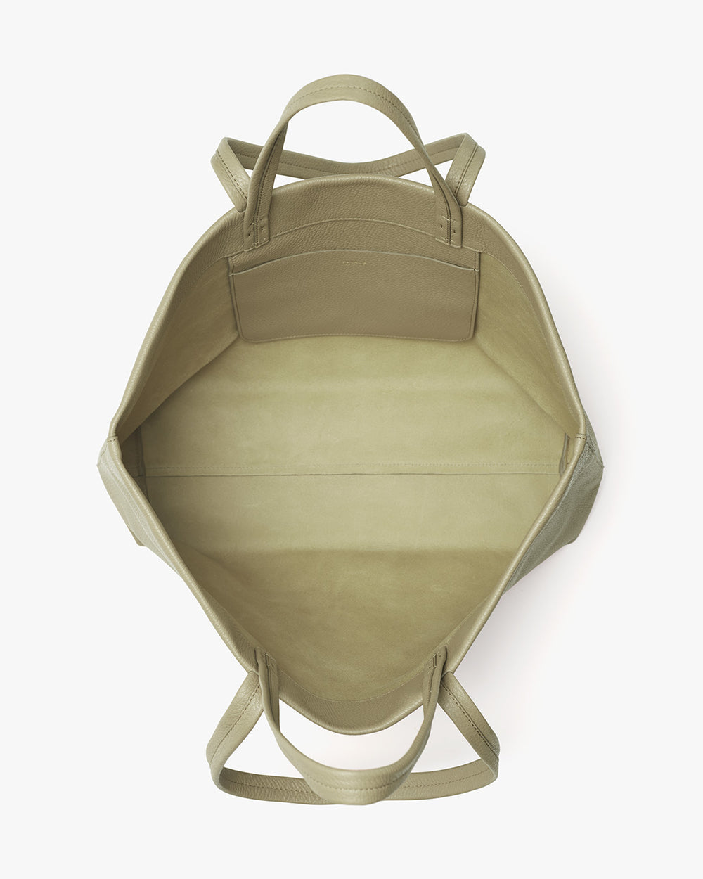 Open tote bag with handles viewed from above.