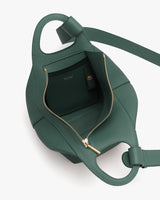 Open handbag with visible zippered pocket inside