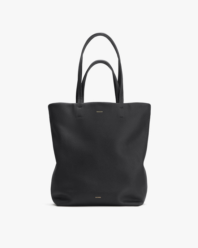 Large tote bag with two handles standing upright