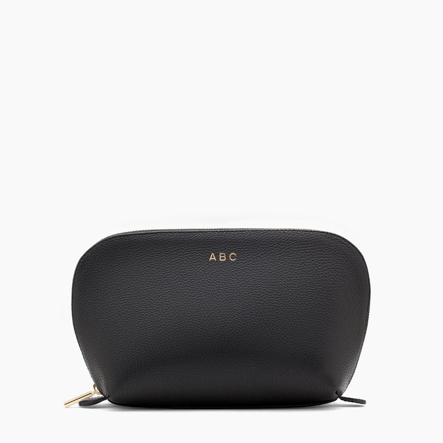 Personalized cosmetic bag with zipper and initials 'ABC'