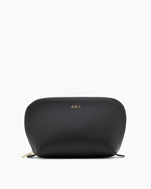 Personalized cosmetic bag with zipper and initials 'ABC'