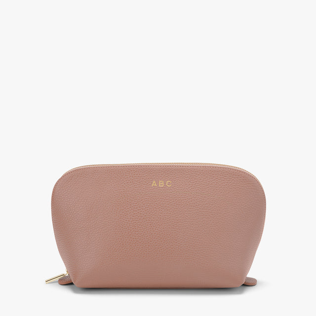 Cosmetic pouch with zipper and personalized initials 'ABC' on front