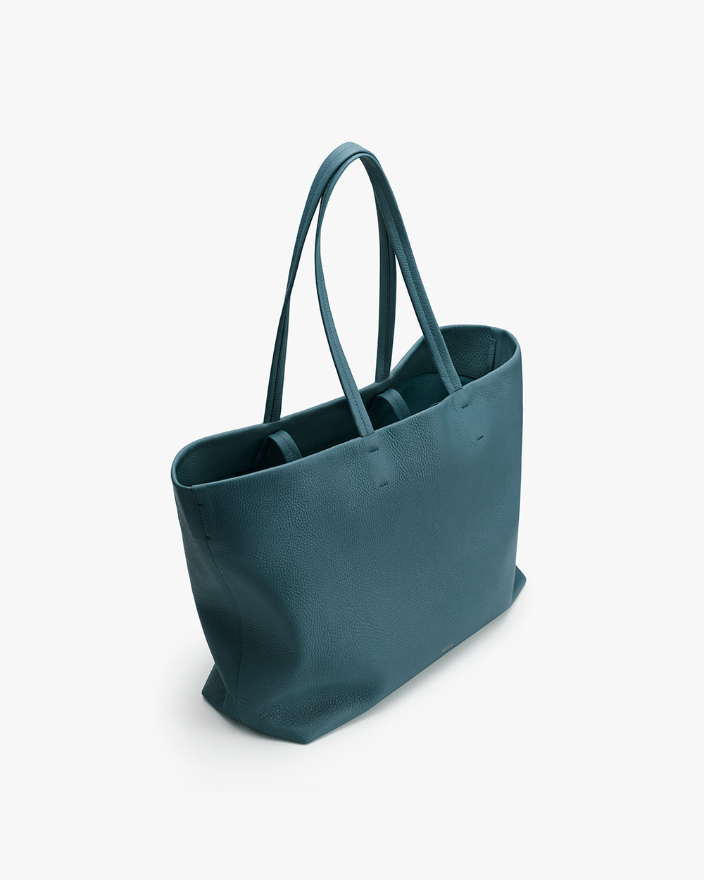 Large tote bag with double handles standing upright