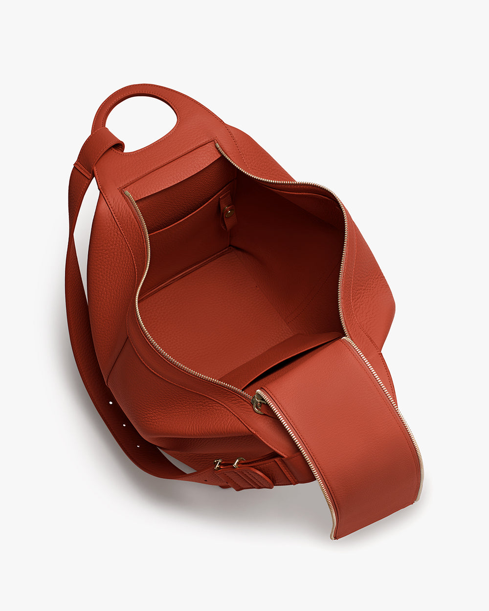 Open bag with top handle and zipper detail
