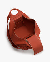 Open bag with top handle and zipper detail