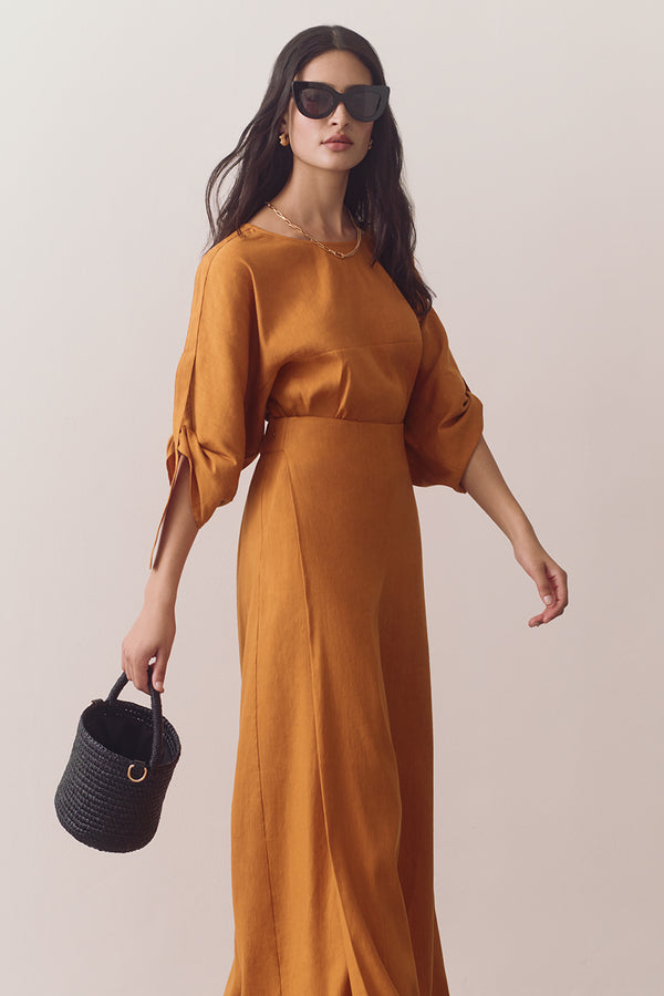 cuyana linen wrap dress Cuyana Taupe/Blush Linen Wrap Dress