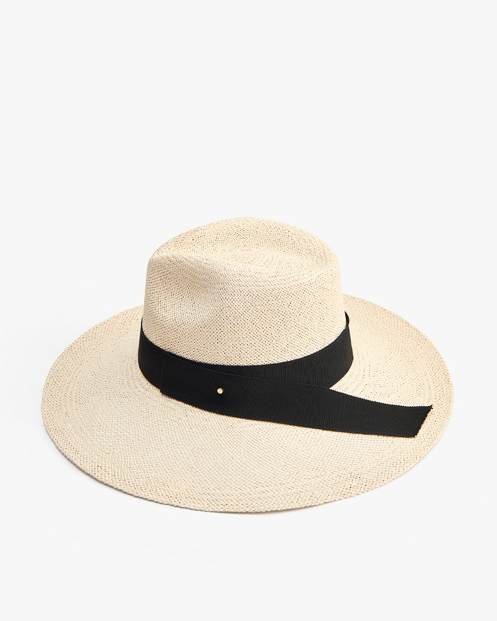 Wide-brimmed hat with a ribbon band.