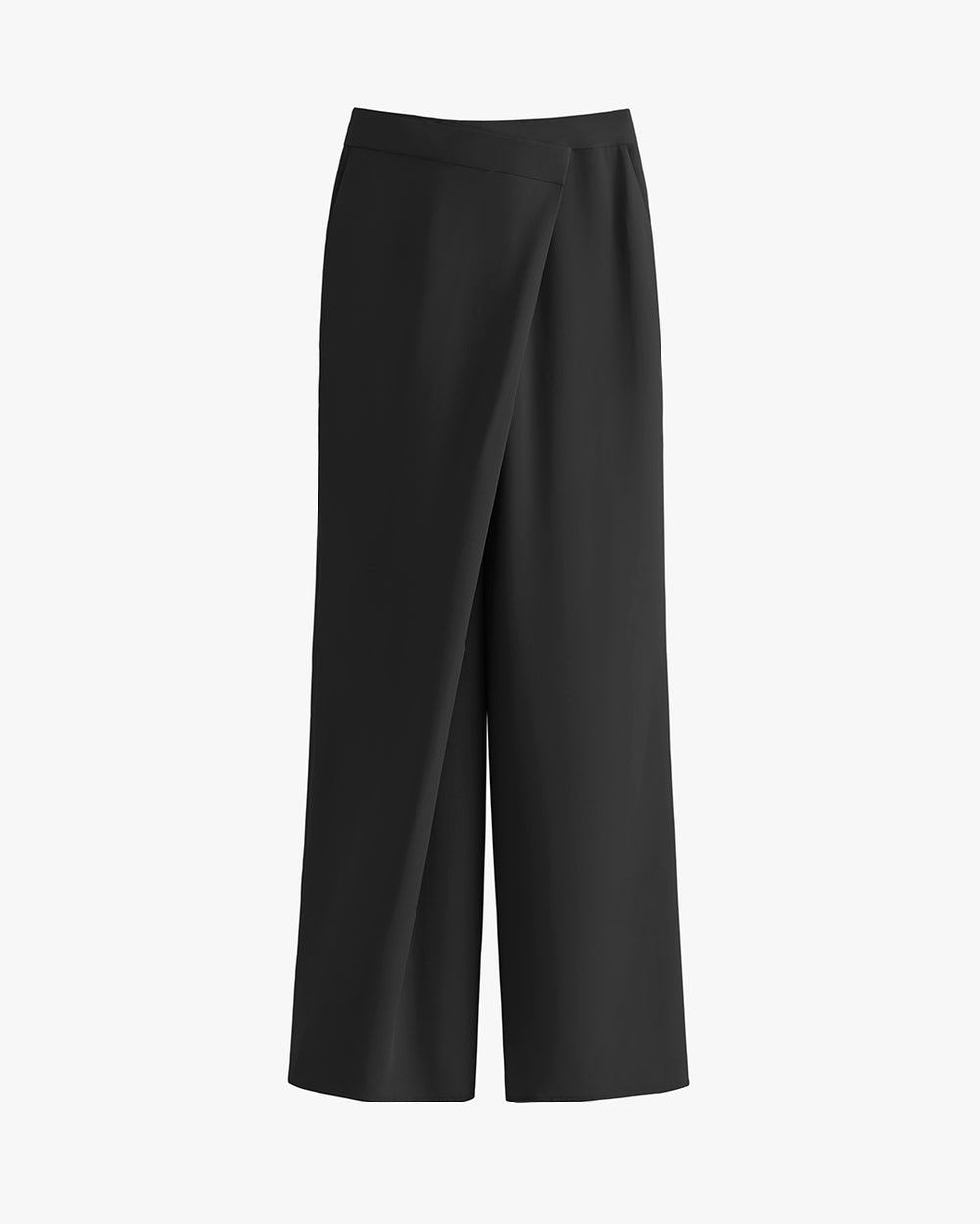 Wide-leg trousers with an overlapping front panel.