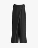 Wide-leg trousers with an overlapping front panel.