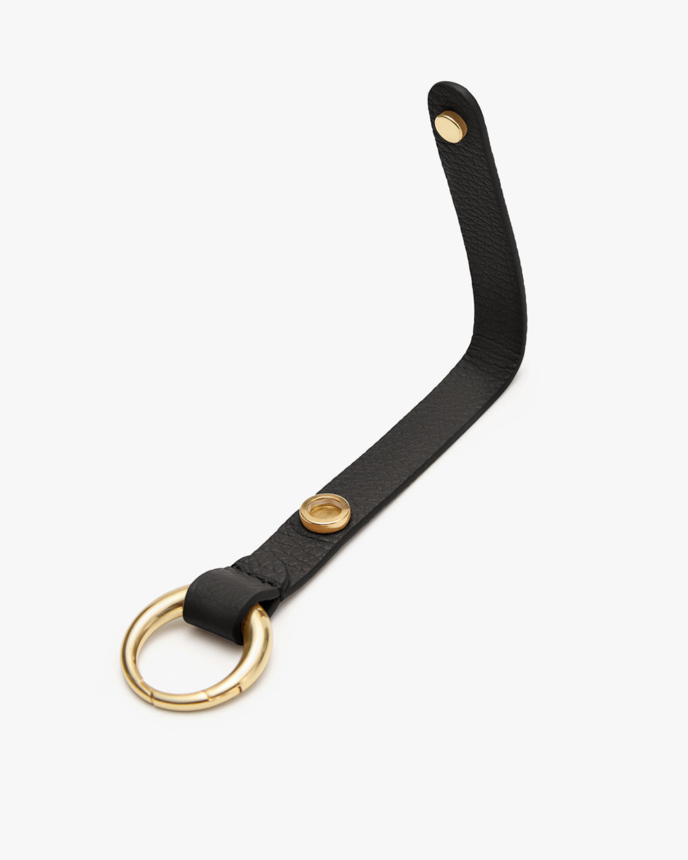 Leather strap with a round metal ring at one end