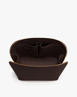Open zippered pouch with multiple interior compartments